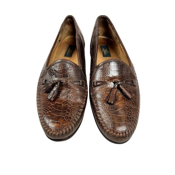 Zelli Brown Textured Leather Tassel Loafers – Size 13M (Made in Italy) main image 10